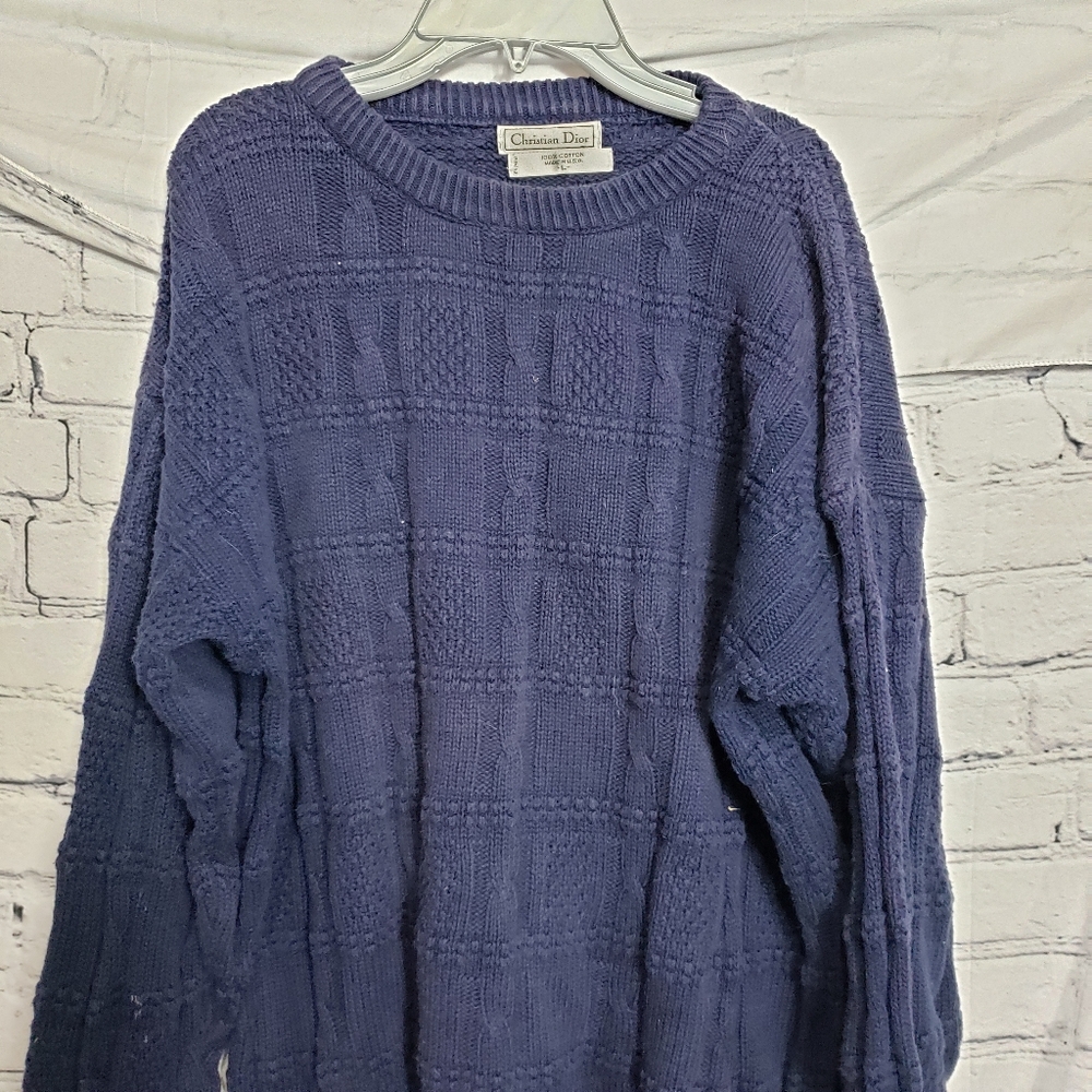 Christian Dior Blue Cable Knit Sweater
